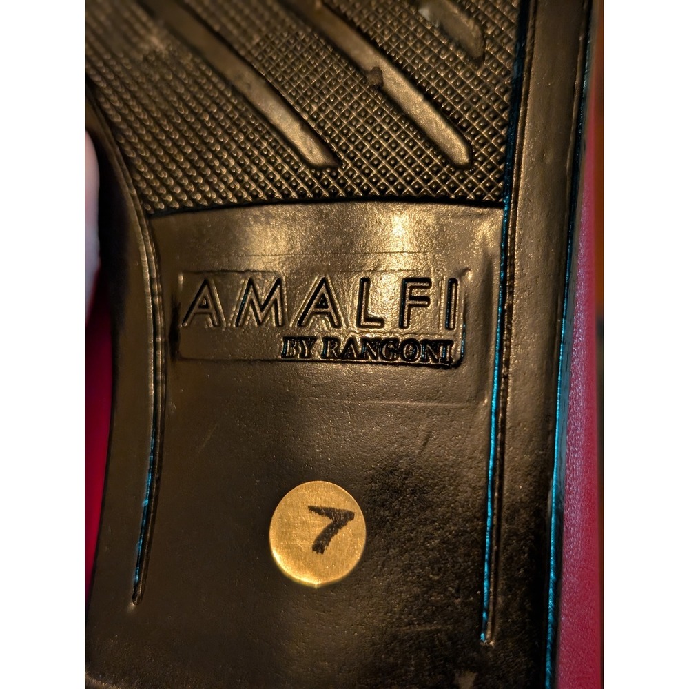 Amalfi by Rangoni Red Leather Gold Chain Loafers Made in Italy Women's Size 7 - Picture 8 of 8